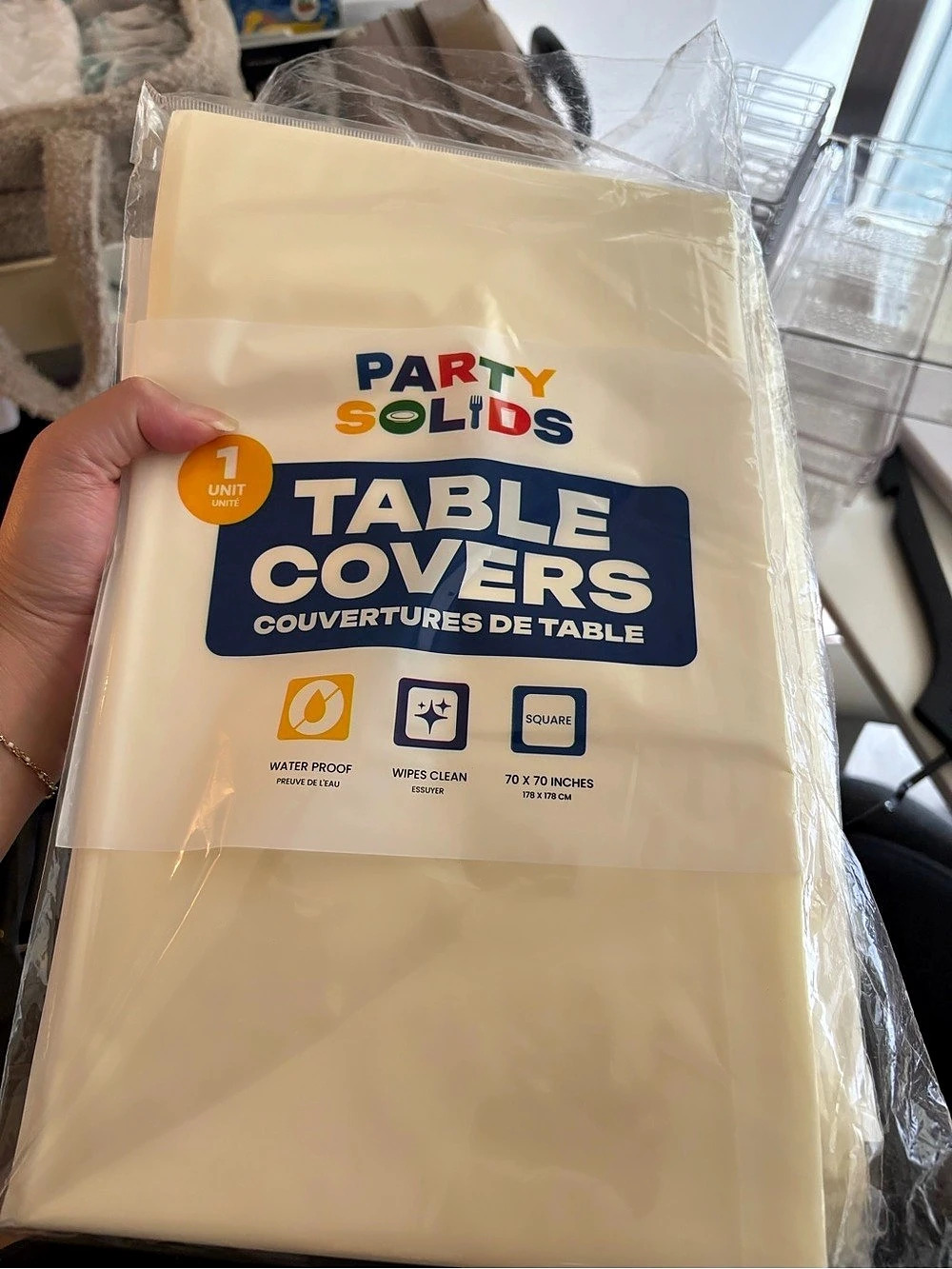 Party Solids | Square Table Cover Cream